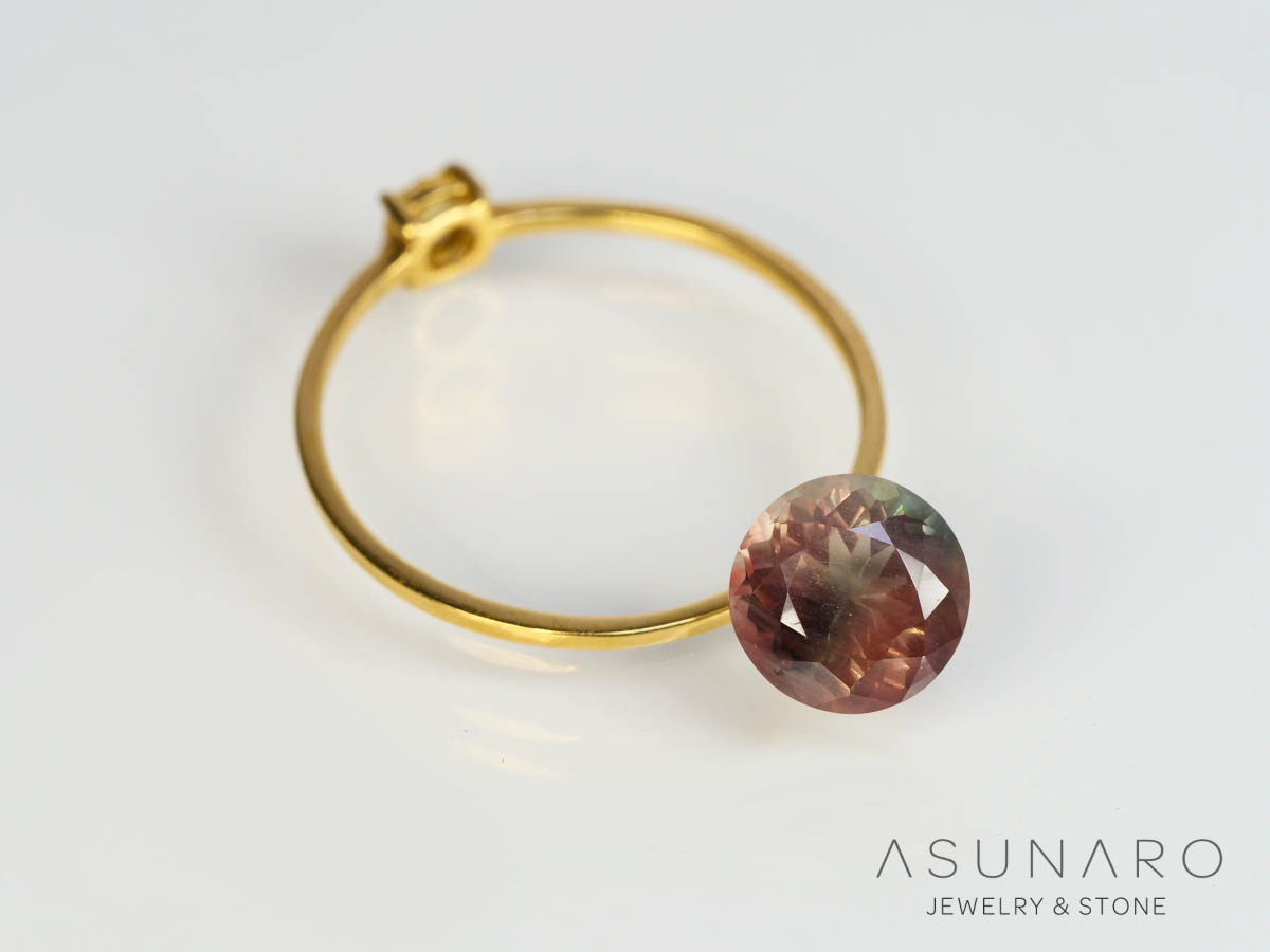 オレゴンサンストーン  ラウンドカット　 アメリカ産 　1.36ct【250501-2963】