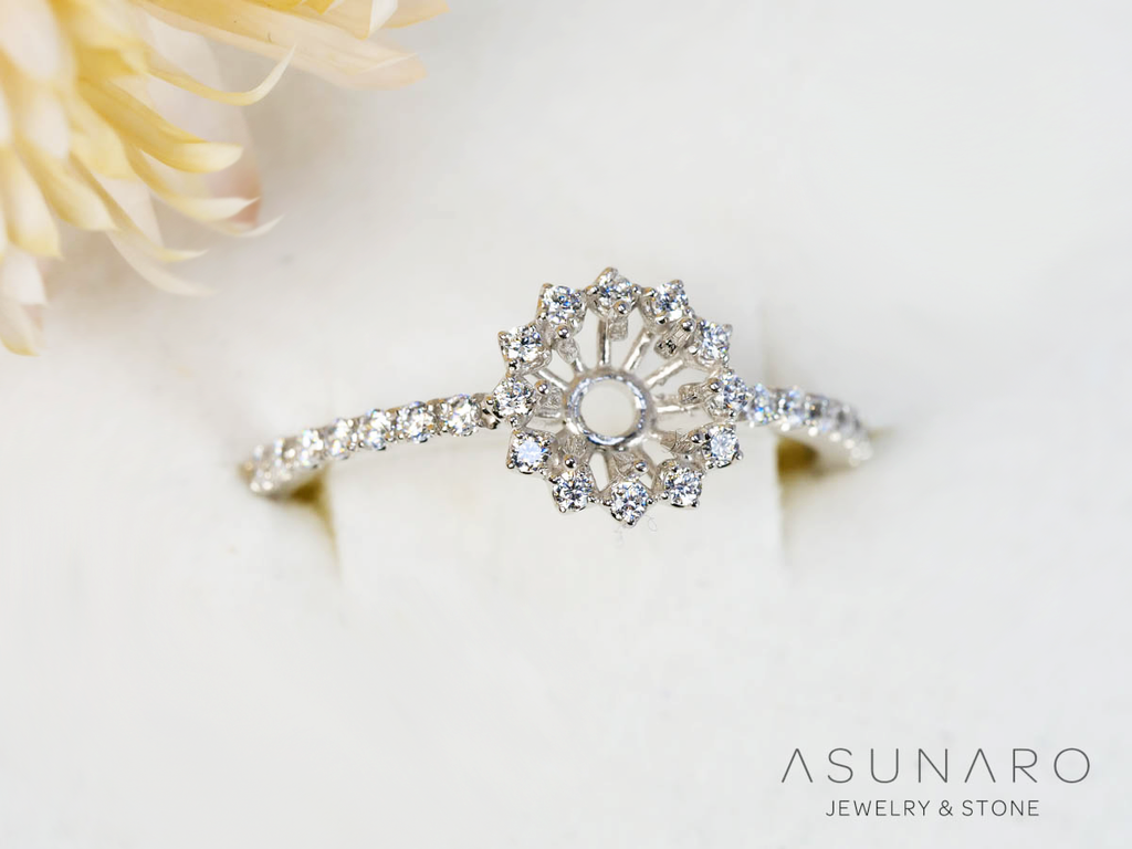 【お仕立て用】空枠番号：ASU-17　4-5mm用　リング枠　取り巻き【オーダージュエリー用】