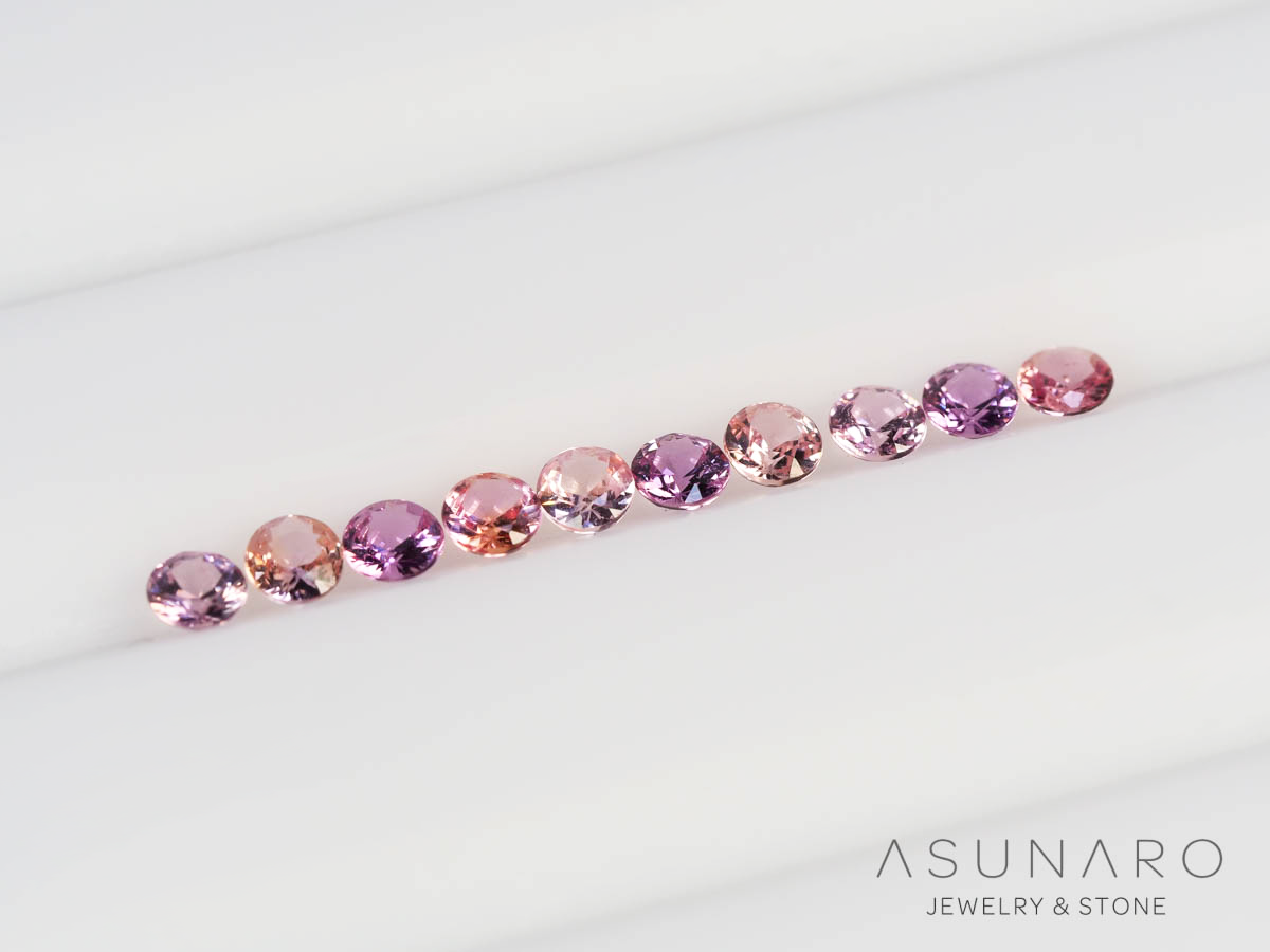 【10個セット】マルチカラーサファイア ラウンド ハフエタセット スリランカ産　2.9～3mm【250528-3006】