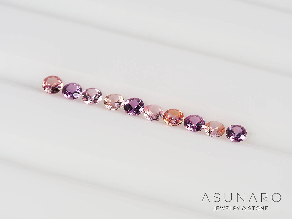 【10個セット】マルチカラーサファイア ラウンド ハフエタセット スリランカ産　2.9～3mm【250528-3006】