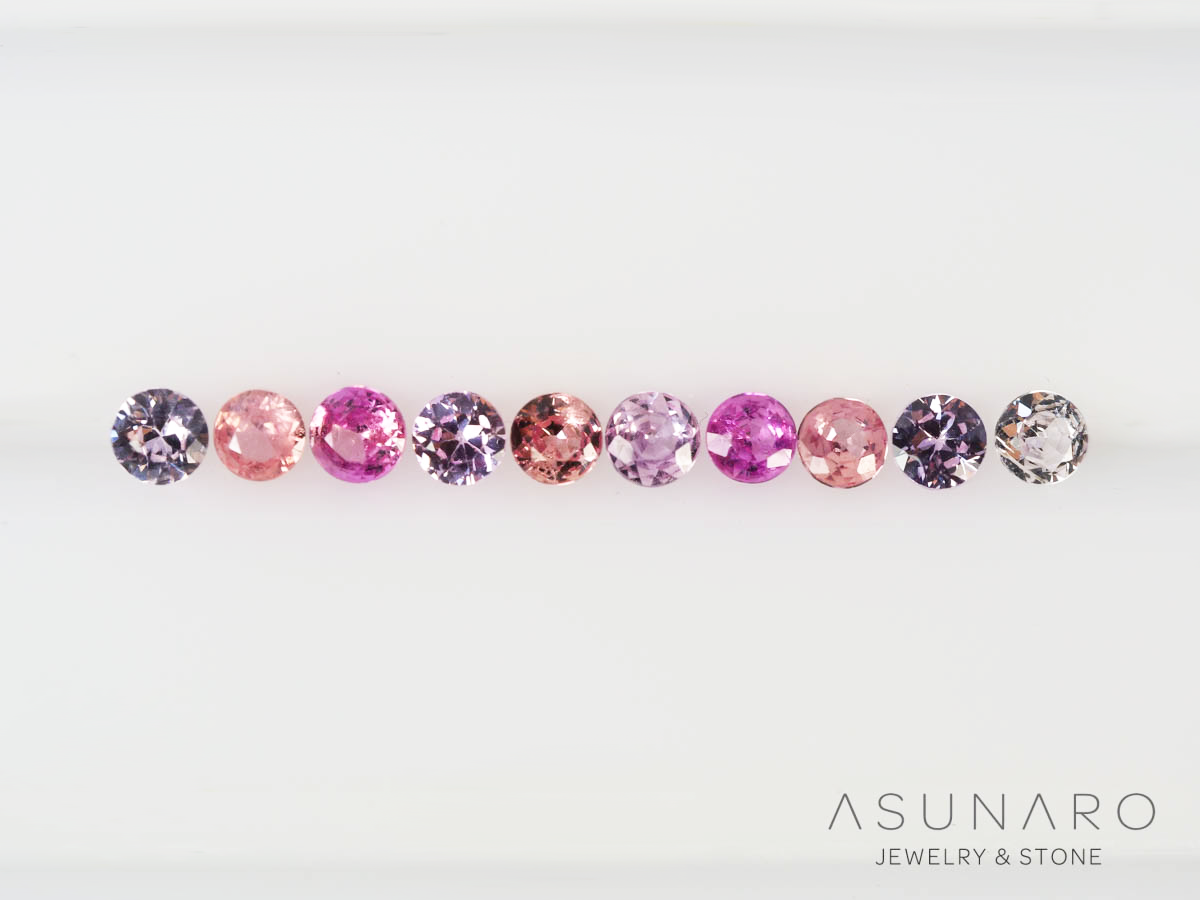 【10個セット】マルチカラーサファイア ラウンド ハフエタセット スリランカ産　2.9～3mm【250528-3004】