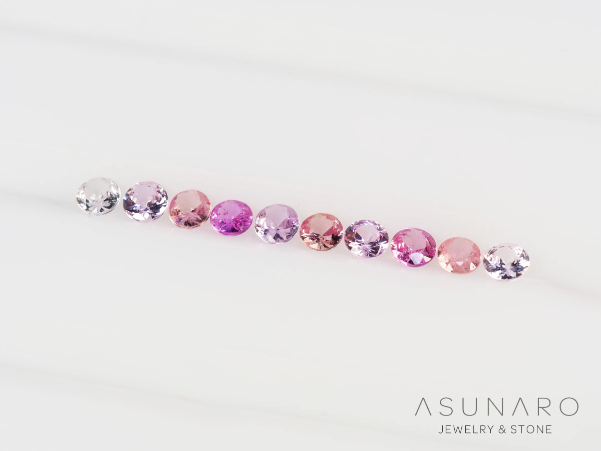 【10個セット】マルチカラーサファイア ラウンド ハフエタセット スリランカ産　2.9～3mm【250528-3004】