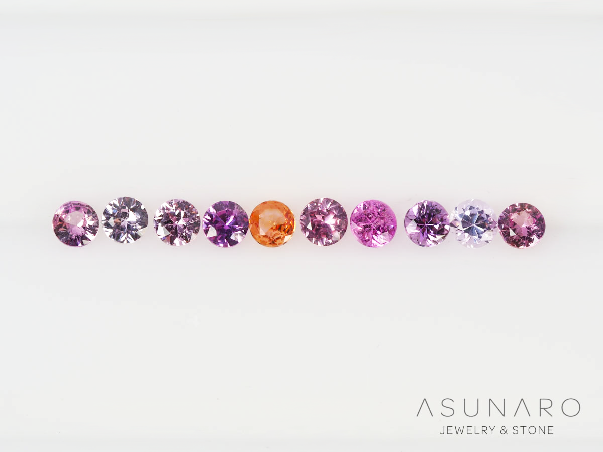 【10個セット】マルチカラーサファイア ラウンド ハフエタセット スリランカ産　2.9～3mm【250528-3003】