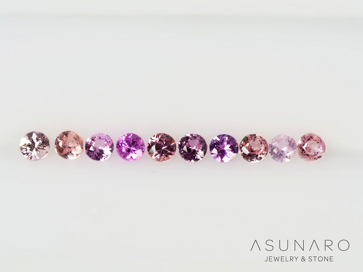 【10個セット】マルチカラーサファイア ラウンド ハフエタセット スリランカ産　2.9～3mm【250528-3005】