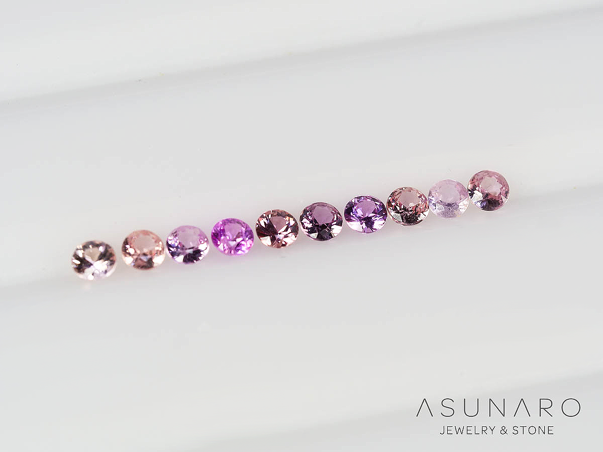 【10個セット】マルチカラーサファイア ラウンド ハフエタセット スリランカ産　2.9～3mm【250528-3005】