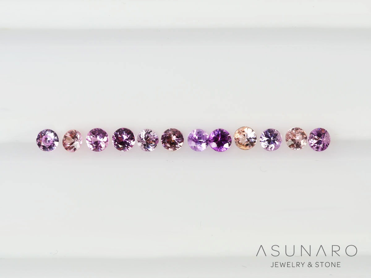 【12個セット】マルチカラーサファイア ラウンド ハフエタセット スリランカ産　2.7～2.8mm【250528-3001】