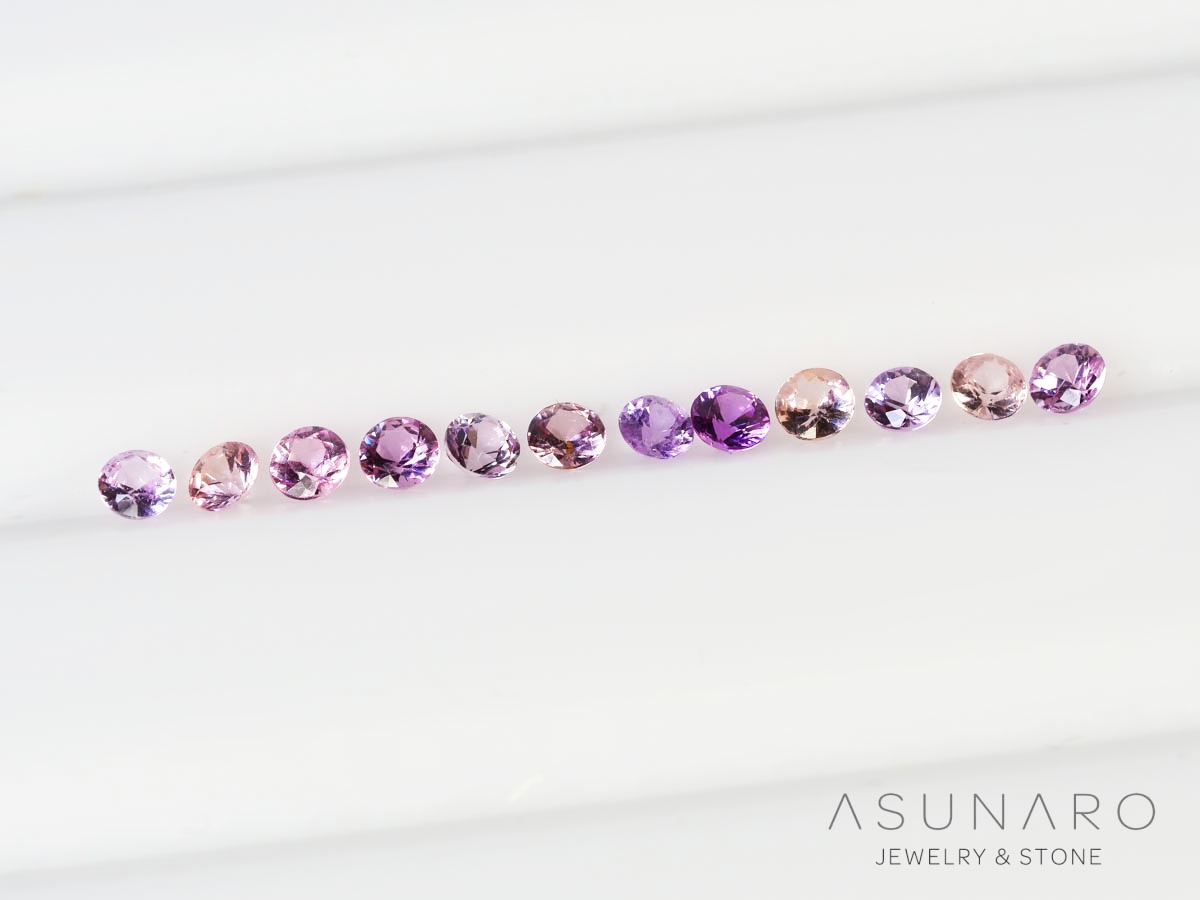 【12個セット】マルチカラーサファイア ラウンド ハフエタセット スリランカ産　2.7～2.8mm【250528-3001】