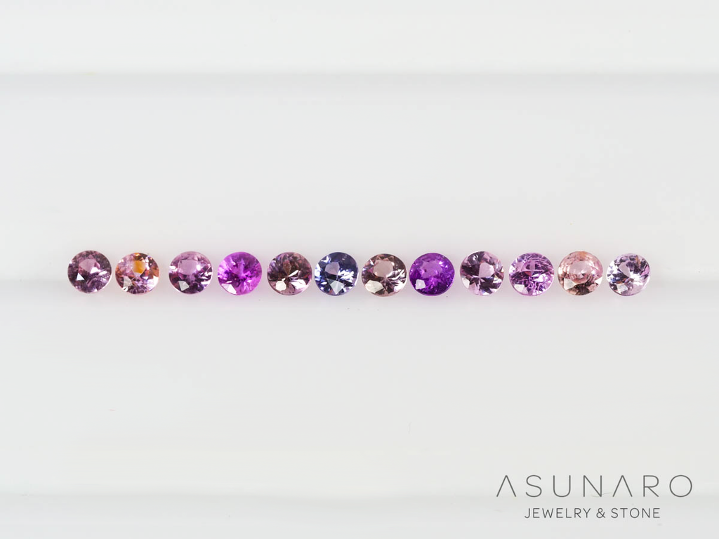 【12個セット】マルチカラーサファイア ラウンド ハフエタセット スリランカ産　2.7～2.8mm【250528-3002】