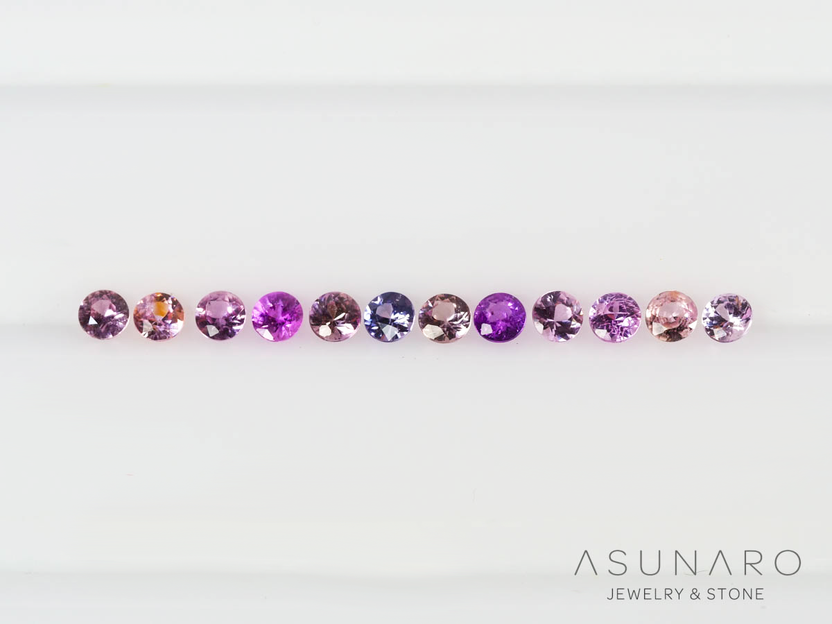 【12個セット】マルチカラーサファイア ラウンド ハフエタセット スリランカ産　2.7～2.8mm【250528-3002】