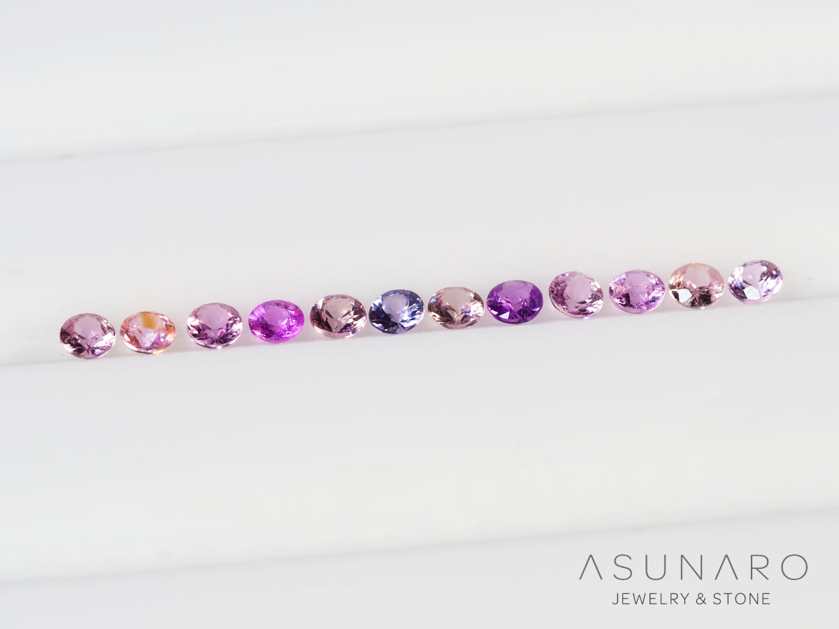 【12個セット】マルチカラーサファイア ラウンド ハフエタセット スリランカ産　2.7～2.8mm【250528-3002】