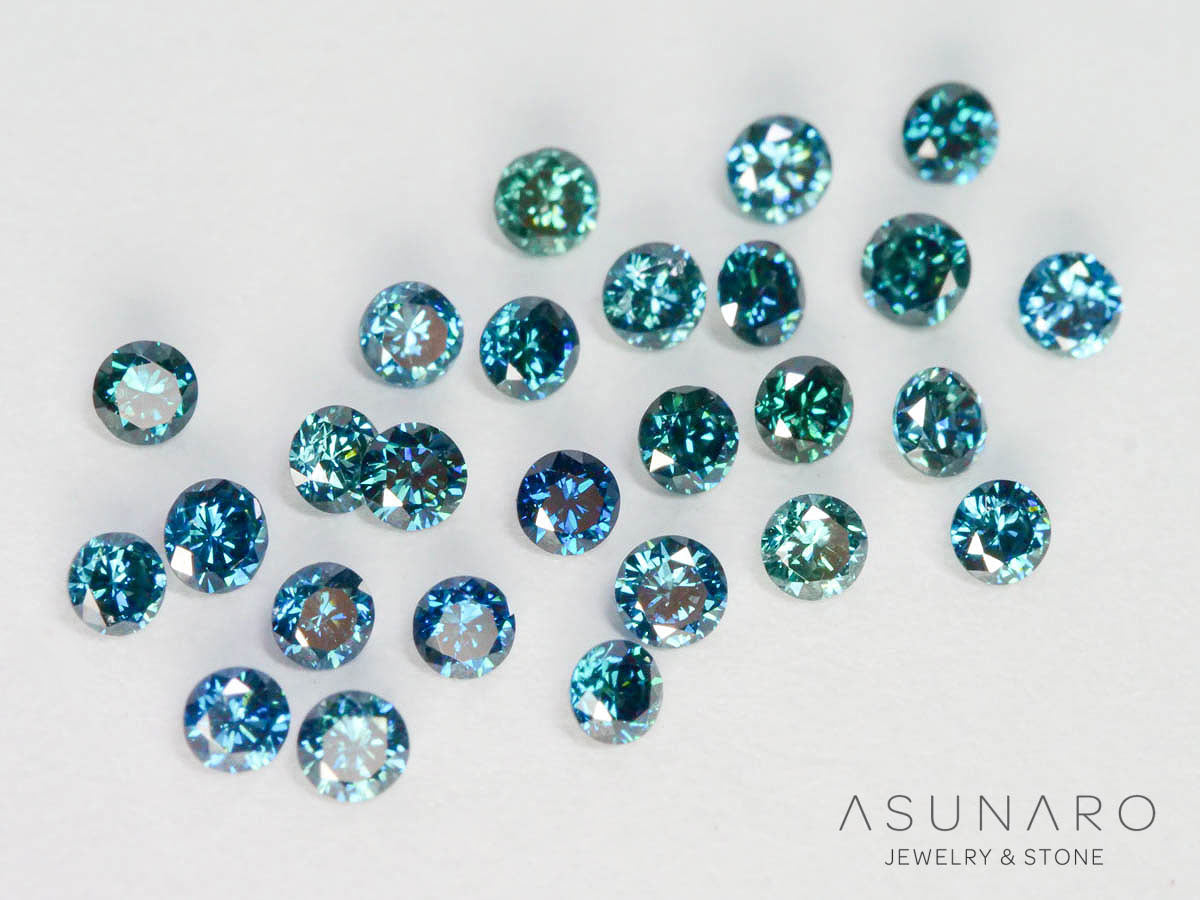 【4時間限定ゲリラ販売】ブルーダイヤモンド💎トリート　ラウンドブリリアントカット1.3-1.4mm【ltd2508201】特別販売
