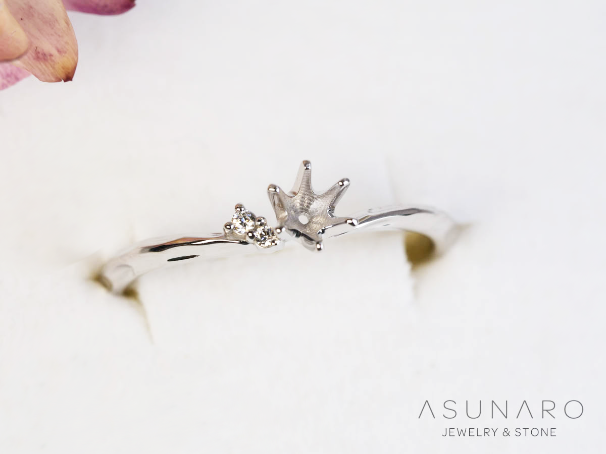 【お仕立て用】空枠番号：ASU-26　V字枠　リング枠【オーダージュエリー用】