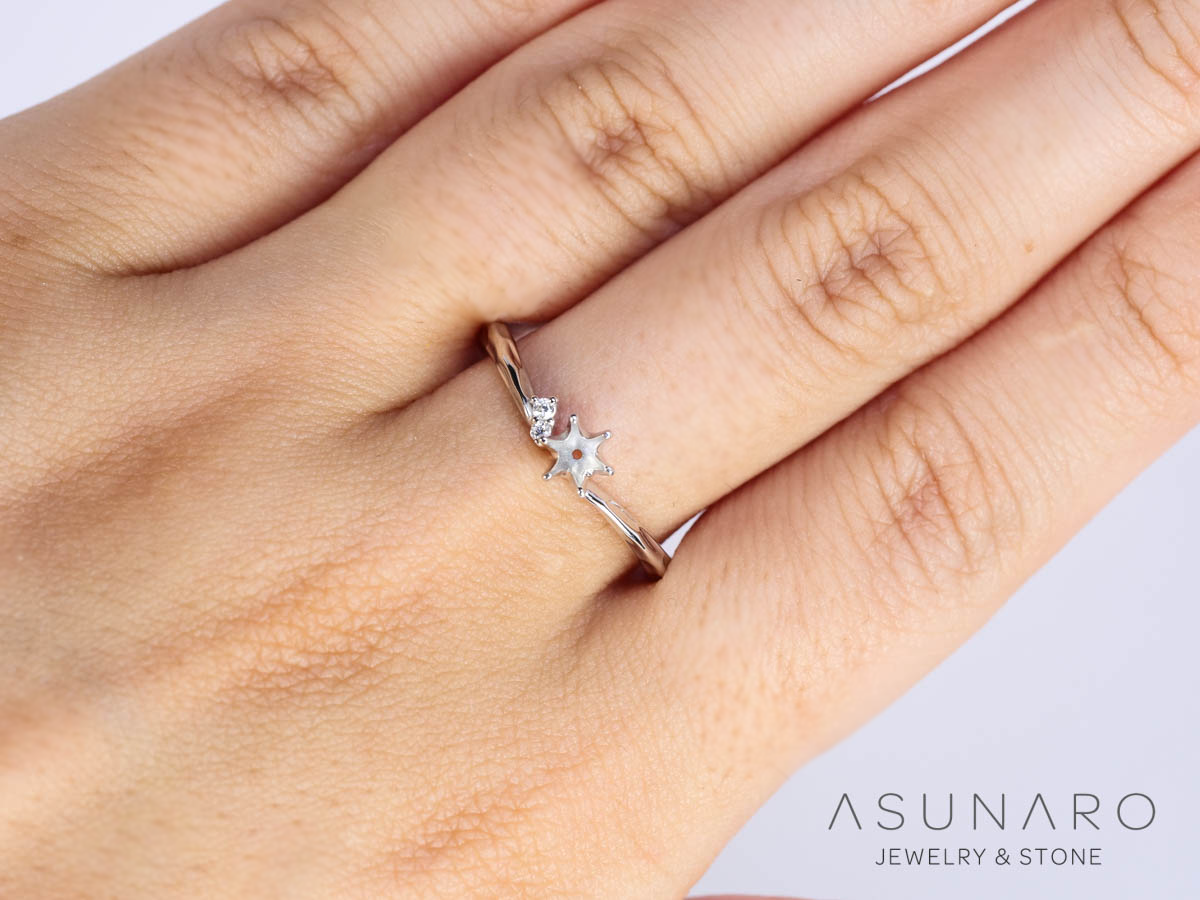 【お仕立て用】空枠番号：ASU-26　V字枠　リング枠【オーダージュエリー用】