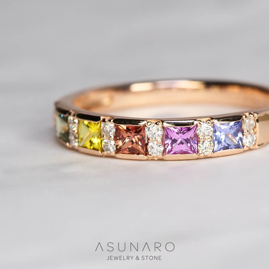 【お仕立て用】空枠番号：3014C　プリンセスカット2mm用　リング枠　ハーフエタニティ【オーダージュエリー用】hpv