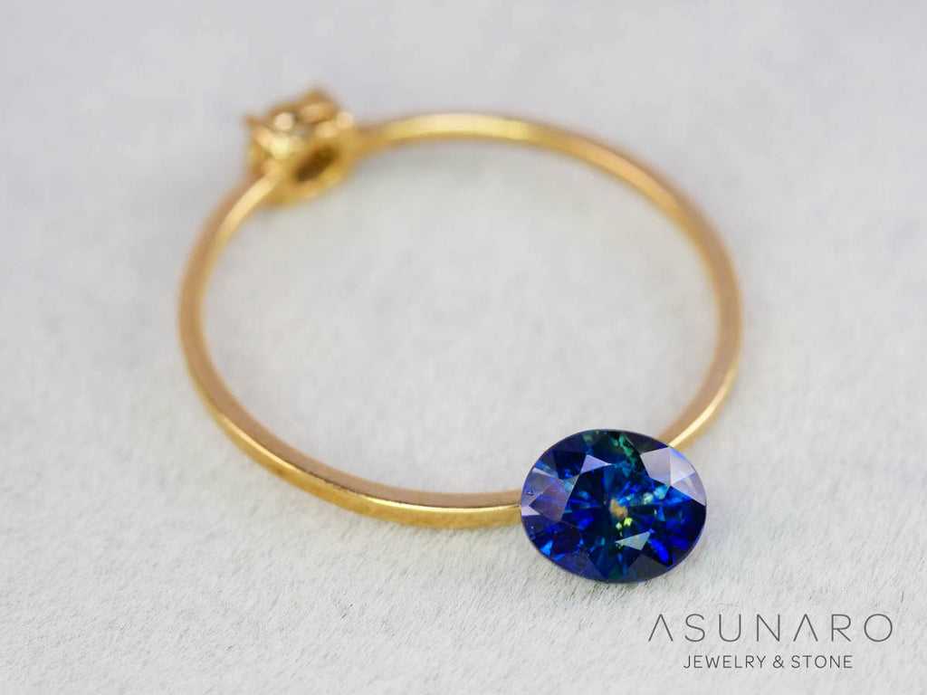 バイカラーサファイア 　ロータスリリーカット（オーバル）　 スリランカ産　0.77ct【251003-3092】