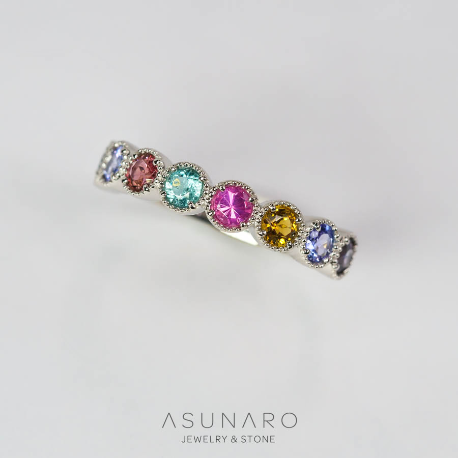 【お仕立て用】空枠番号：S48A　3.3mm用　リング枠　ハーフエタニティ【オーダージュエリー用】hpv