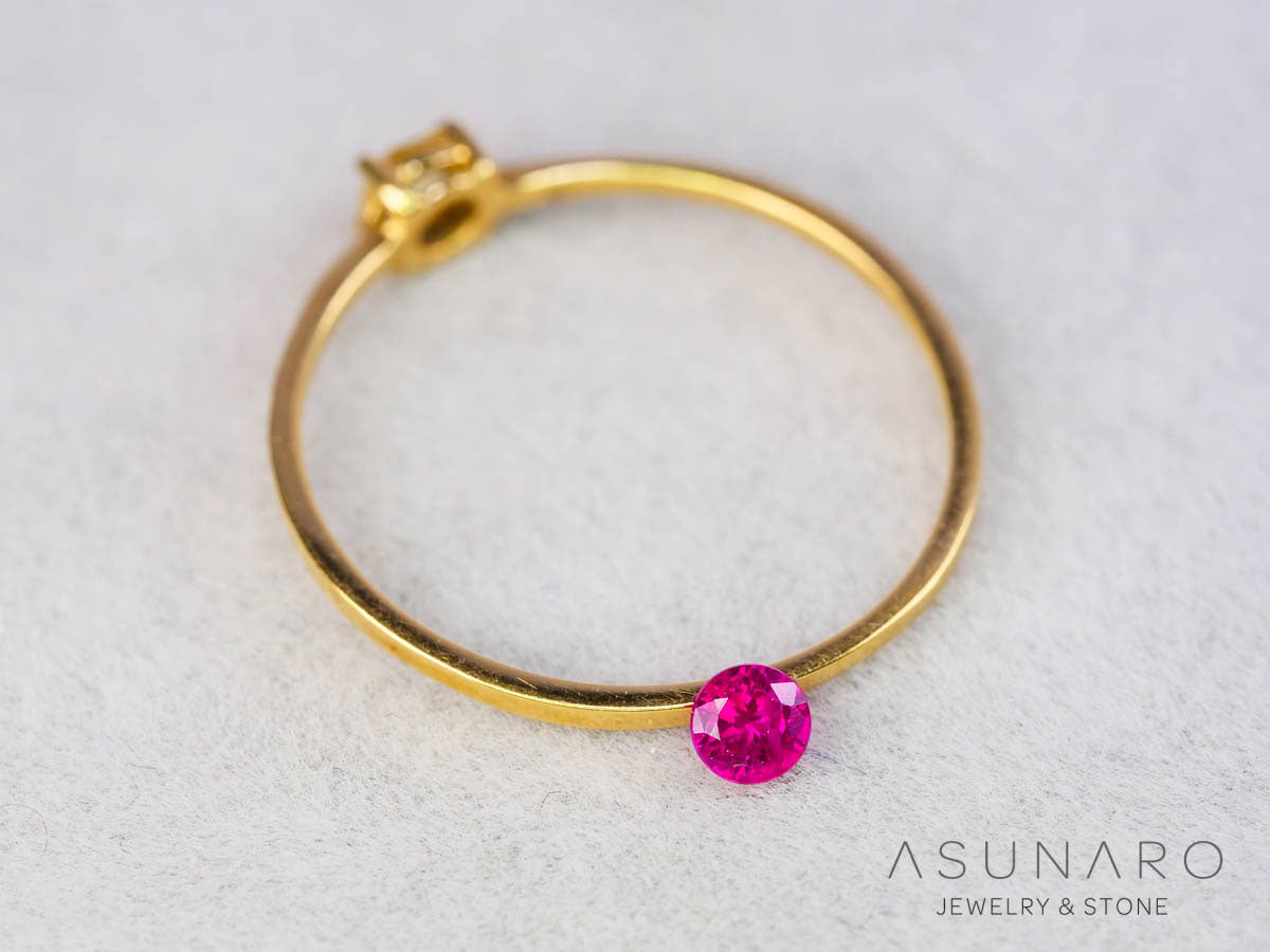 ピジョンブラッドルビー ラウンドカット タイ産 0.11ct 鑑別書付