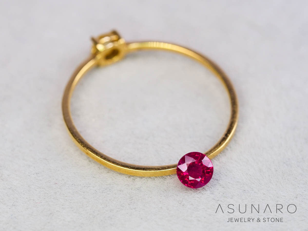 ピジョンブラッドルビー　ラウンドカット　 タイ産　0.30ct　鑑別書付【251001-3064】