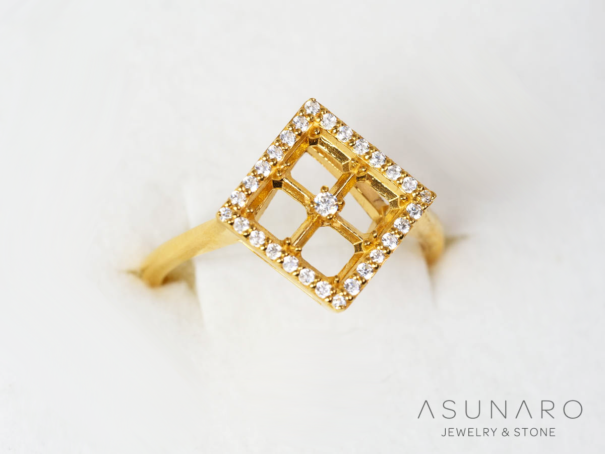 【お仕立て用】空枠番号：5905C　3.5mm用　リング枠　取り巻き【オーダージュエリー用】