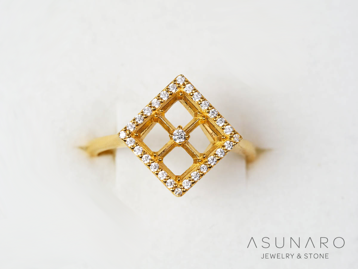 【お仕立て用】空枠番号：5905C　3.5mm用　リング枠　取り巻き【オーダージュエリー用】