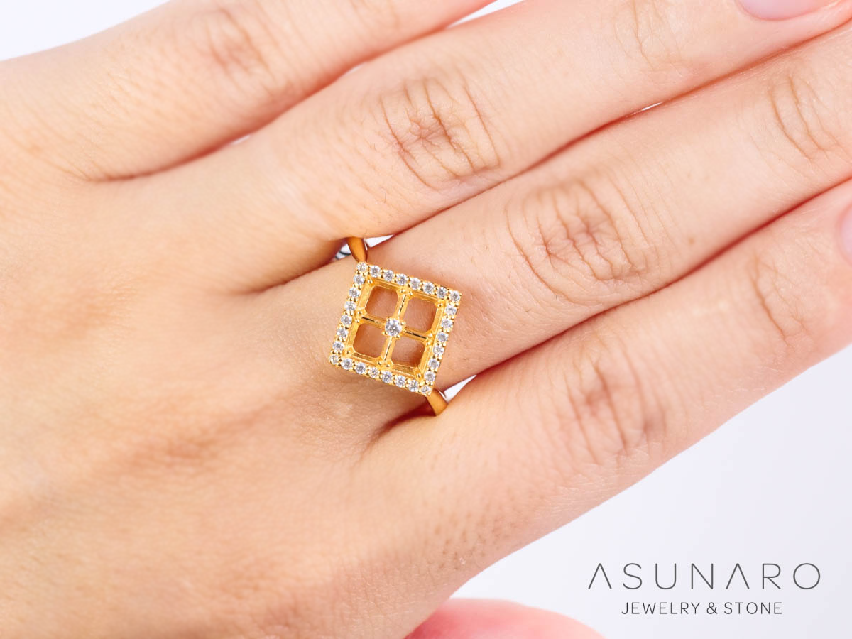 【お仕立て用】空枠番号：5905C　3.5mm用　リング枠　取り巻き【オーダージュエリー用】