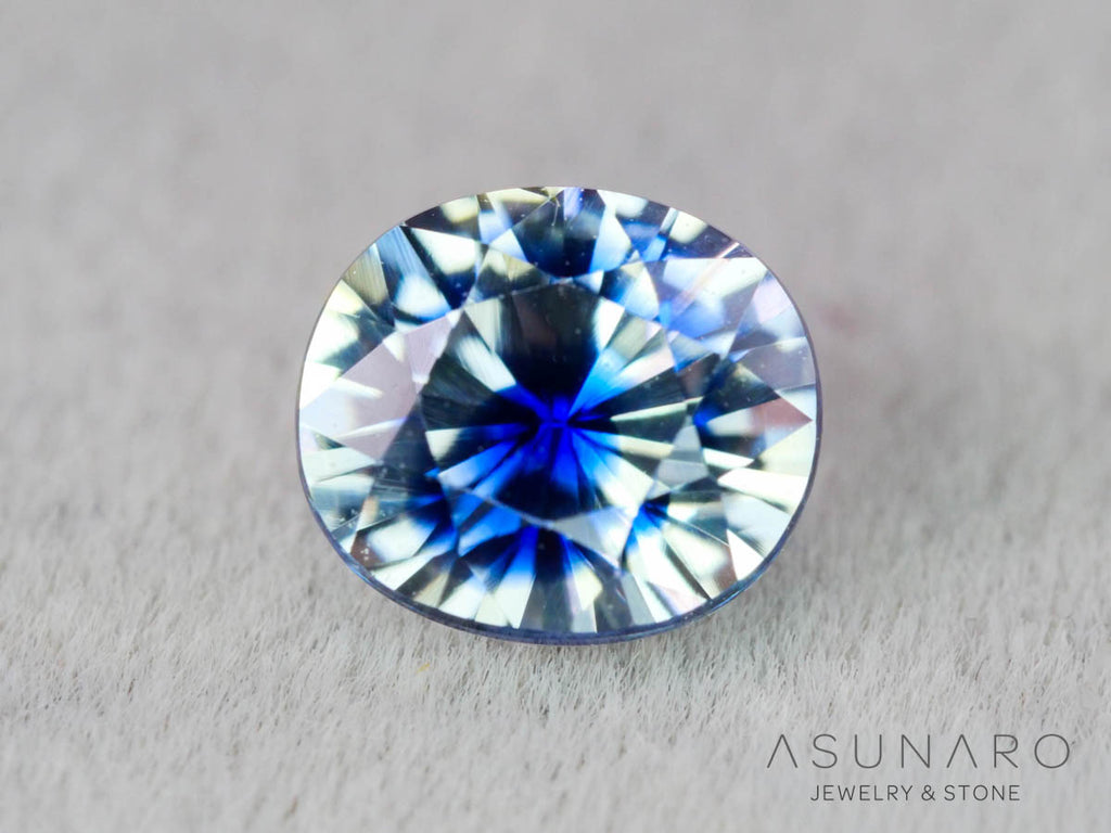 バイカラーサファイア ロータスリリーカット（オーバル）　スリランカ産　0.80ct【260130-3183】