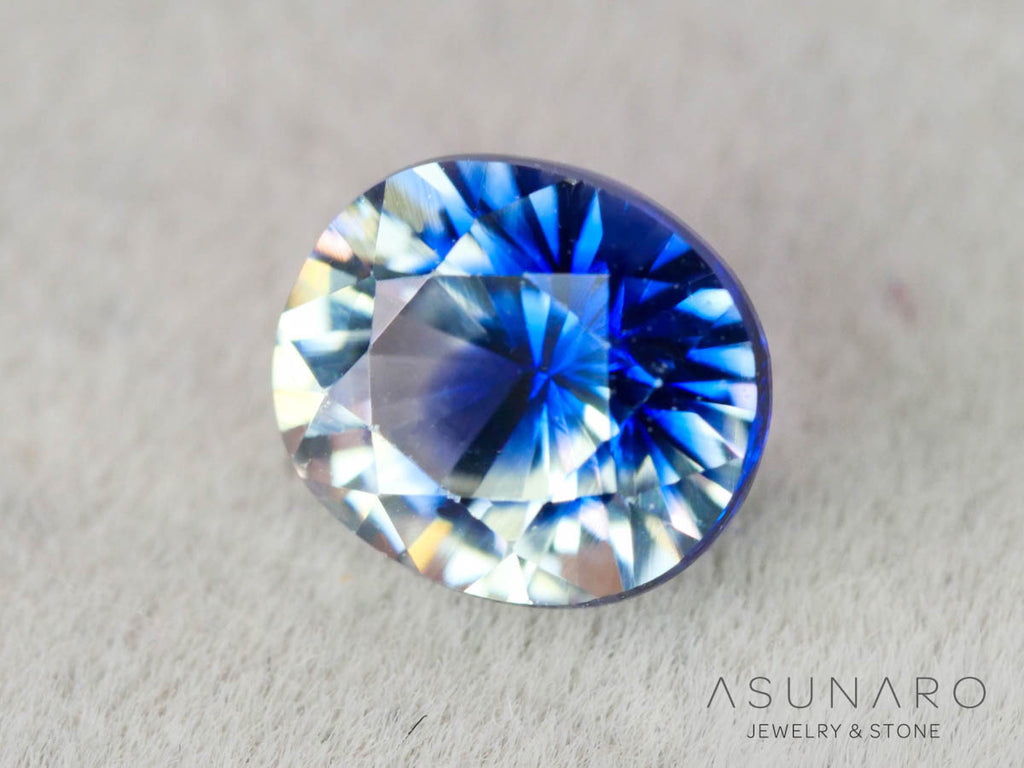 バイカラーサファイア ロータスリリーカット（オーバル）　スリランカ産　0.80ct【260130-3183】