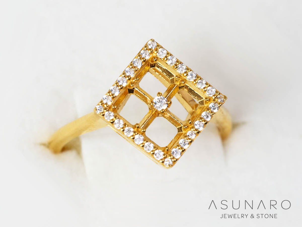 【お仕立て用】空枠番号：5905C　3.5mm用　リング枠　取り巻き【オーダージュエリー用】