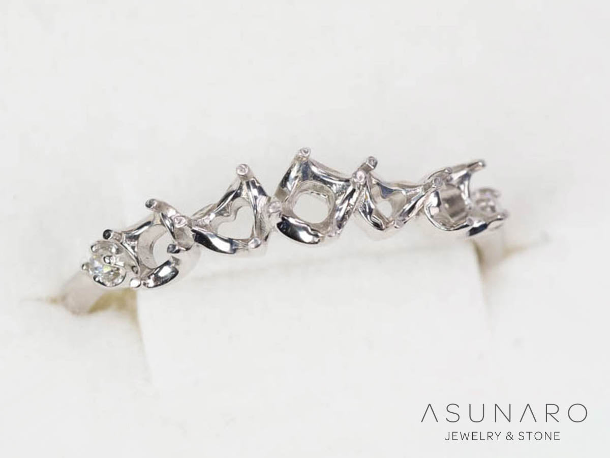 【お仕立て用】空枠番号：5008C　約3mm用　リング枠　ハーフエタニティ【オーダージュエリー用】hpv