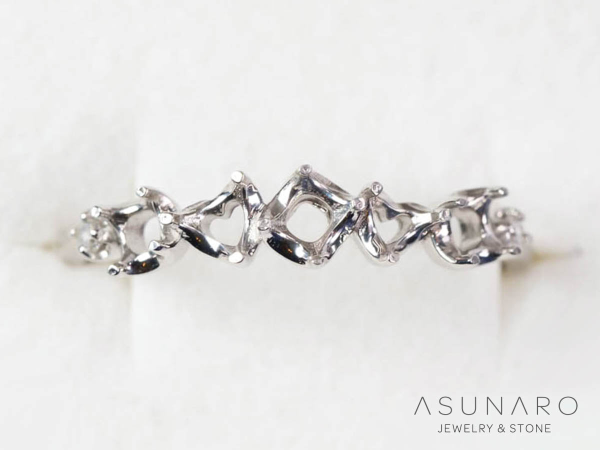 【お仕立て用】空枠番号：5008C　約3mm用　リング枠　ハーフエタニティ【オーダージュエリー用】hpv