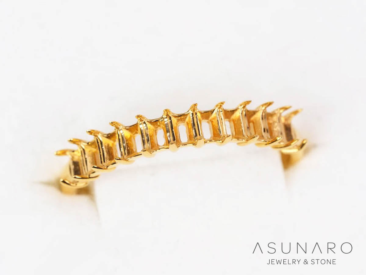 【お仕立て用】空枠番号：6117C　3×2mm用　リング枠　ハーフエタニティ【オーダージュエリー用】hpv