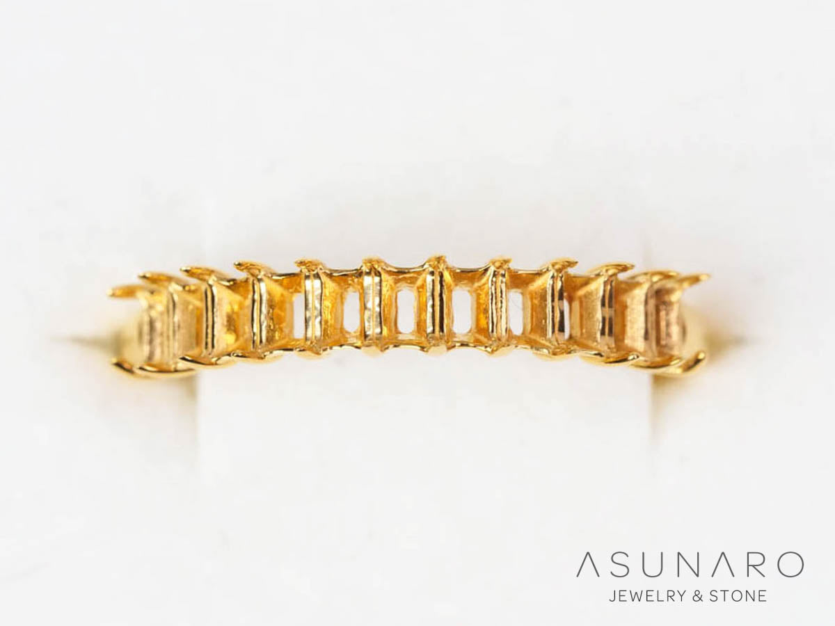 【お仕立て用】空枠番号：6117C　3×2mm用　リング枠　ハーフエタニティ【オーダージュエリー用】hpv