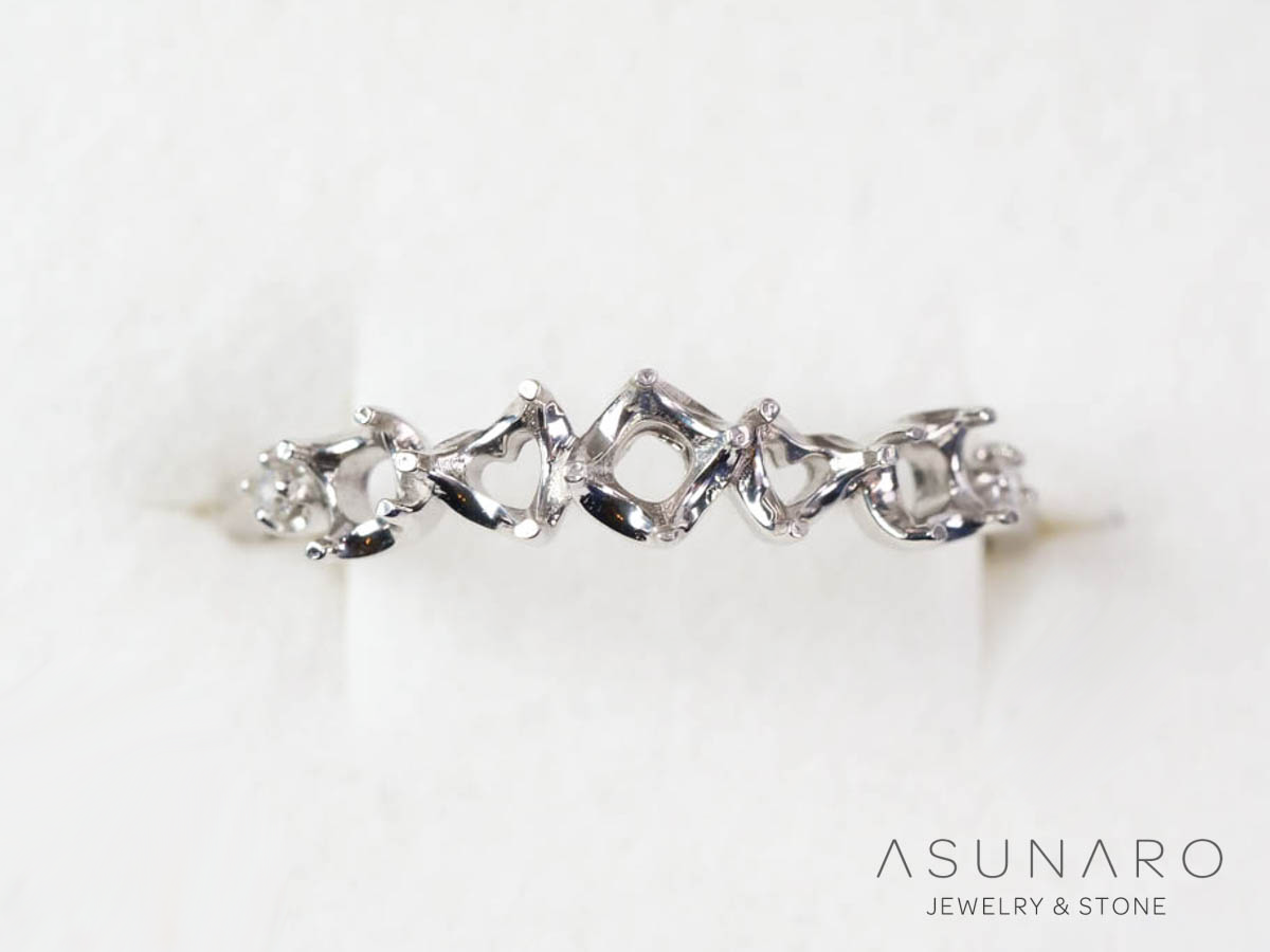 【お仕立て用】空枠番号：5008C　約3mm用　リング枠　ハーフエタニティ【オーダージュエリー用】hpv