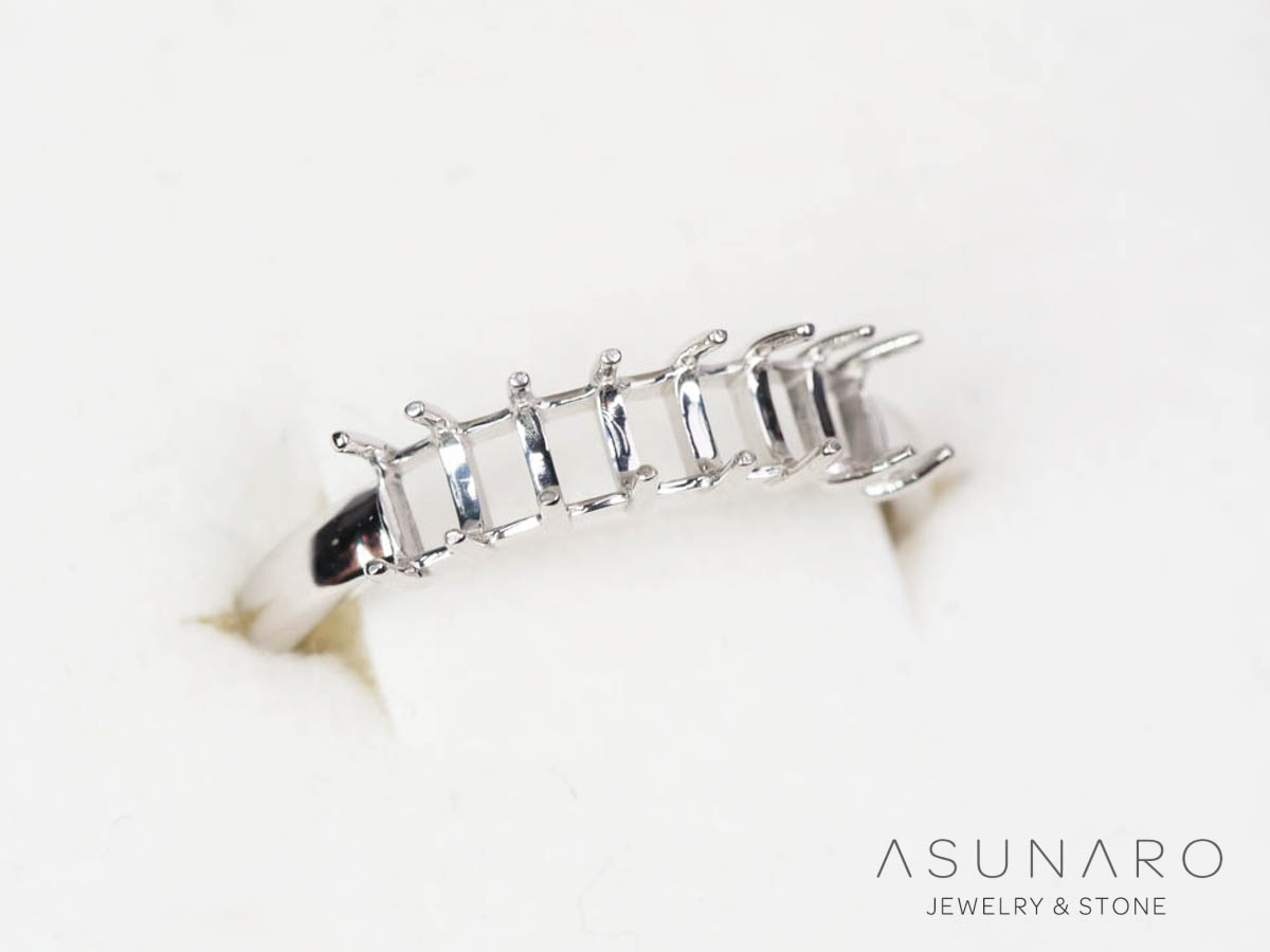 【お仕立て用】空枠番号：6245C　3.35×2.2mm用　リング枠　ハーフエタニティ【オーダージュエリー用】hpv