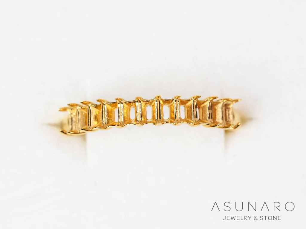 【お仕立て用】空枠番号：6117C　3×2mm用　リング枠　ハーフエタニティ【オーダージュエリー用】hpv