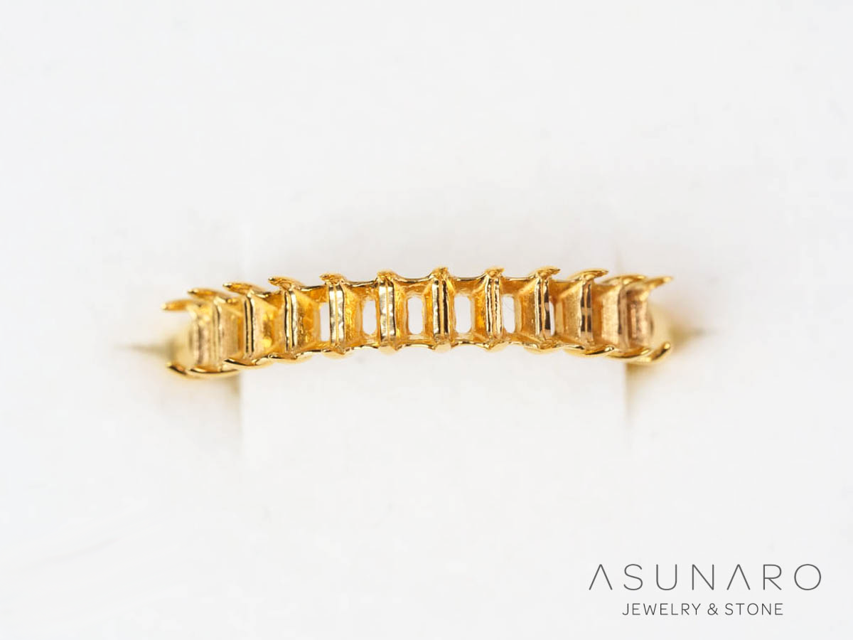 【お仕立て用】空枠番号：6117C　3×2mm用　リング枠　ハーフエタニティ【オーダージュエリー用】hpv