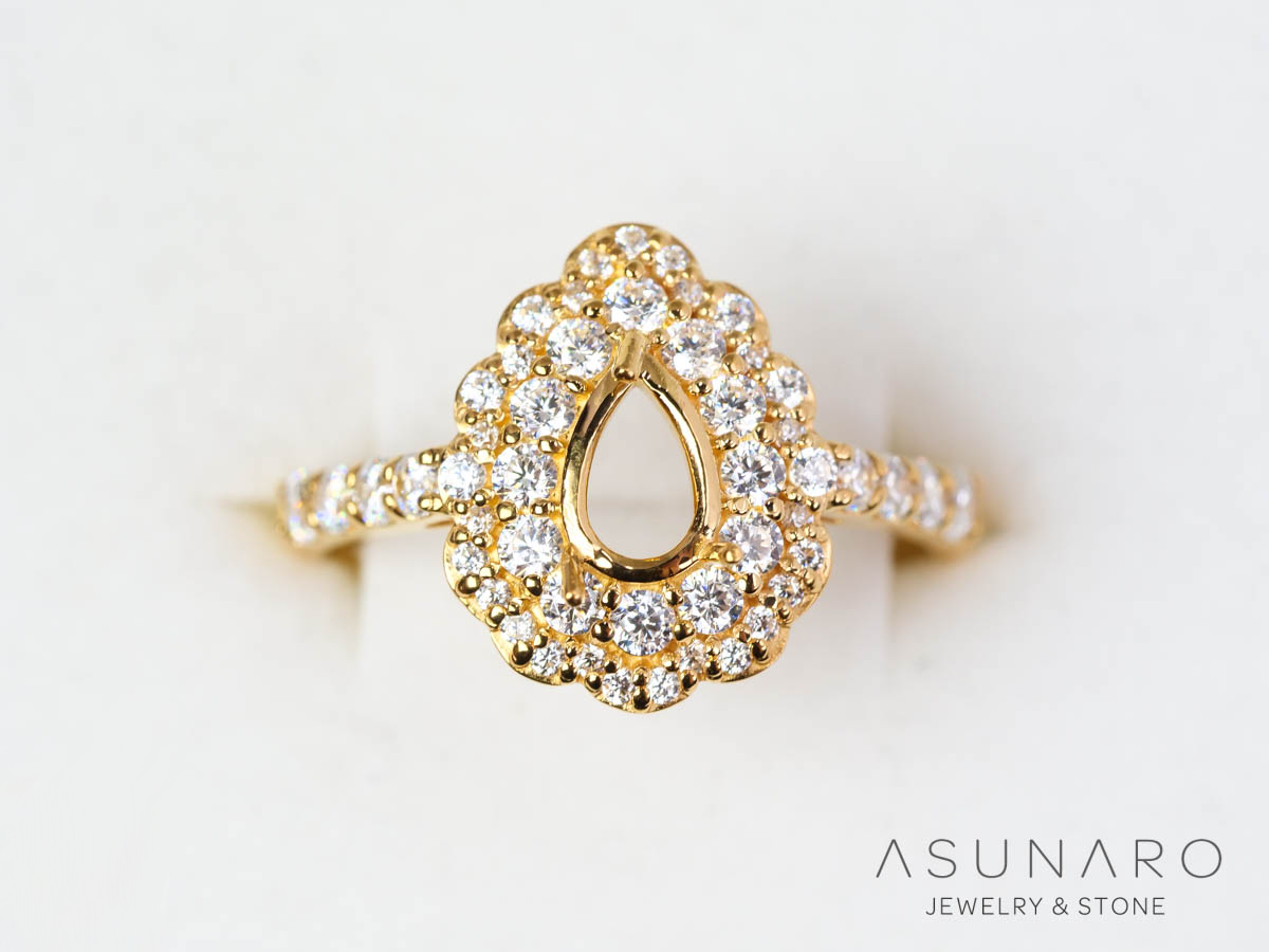 【お仕立て用】空枠番号：5097C　7×4mm用　リング枠　取り巻き【オーダージュエリー用】