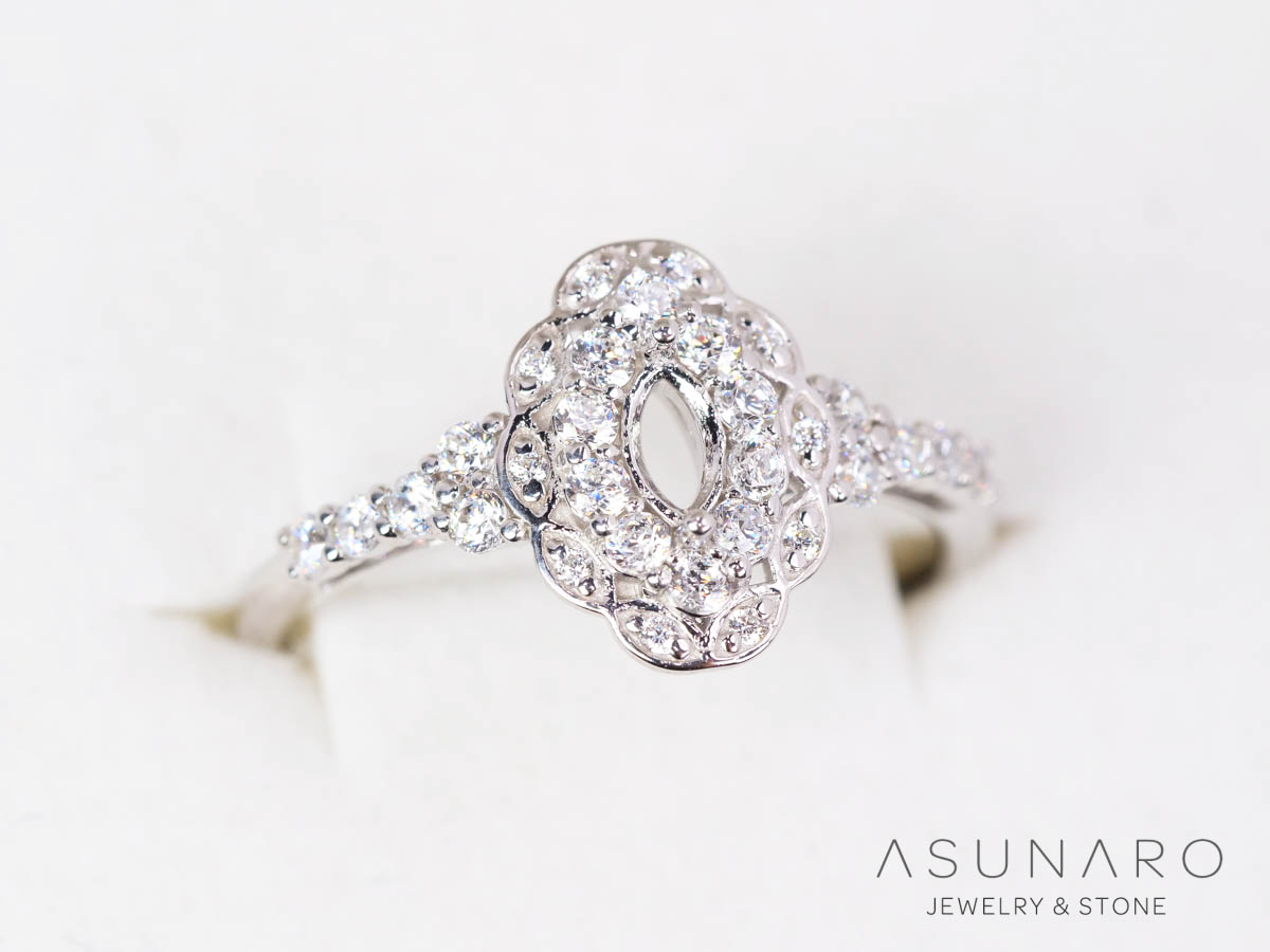 【お仕立て用】空枠番号：5059C　2.5×5mm用　リング枠　取り巻き【オーダージュエリー用】