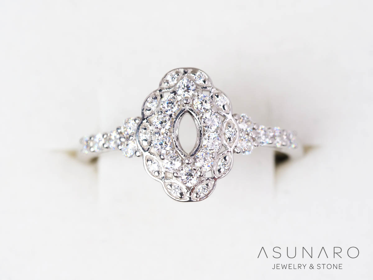 【お仕立て用】空枠番号：5059C　2.5×5mm用　リング枠　取り巻き【オーダージュエリー用】