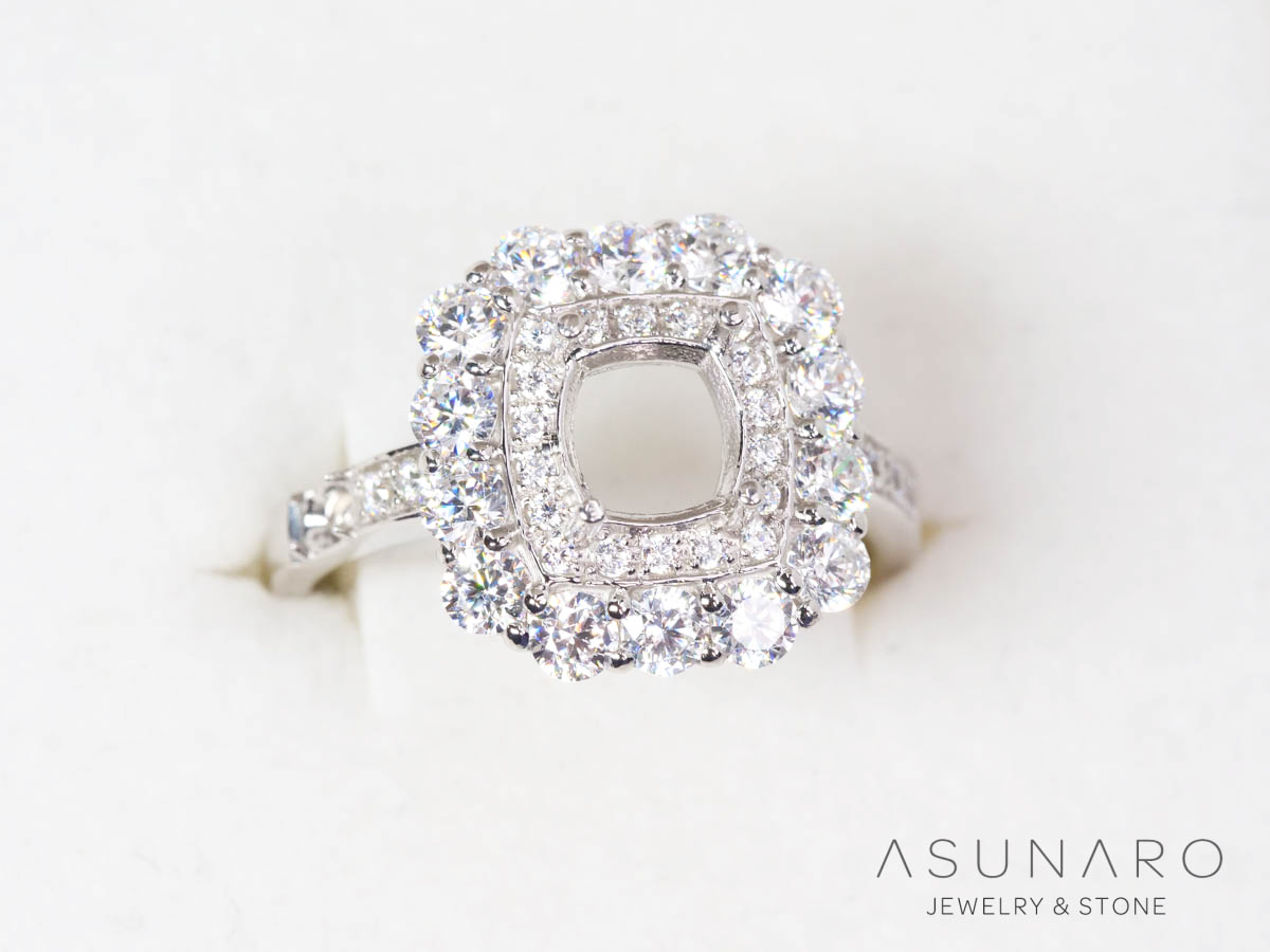 【お仕立て用】空枠番号：4752C　5.8mm用　リング枠　取り巻き【オーダージュエリー用】