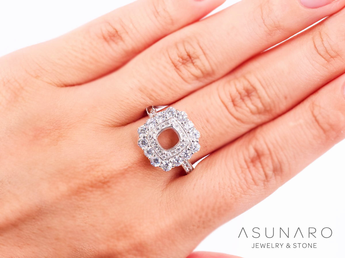 【お仕立て用】空枠番号：4752C　5.8mm用　リング枠　取り巻き【オーダージュエリー用】