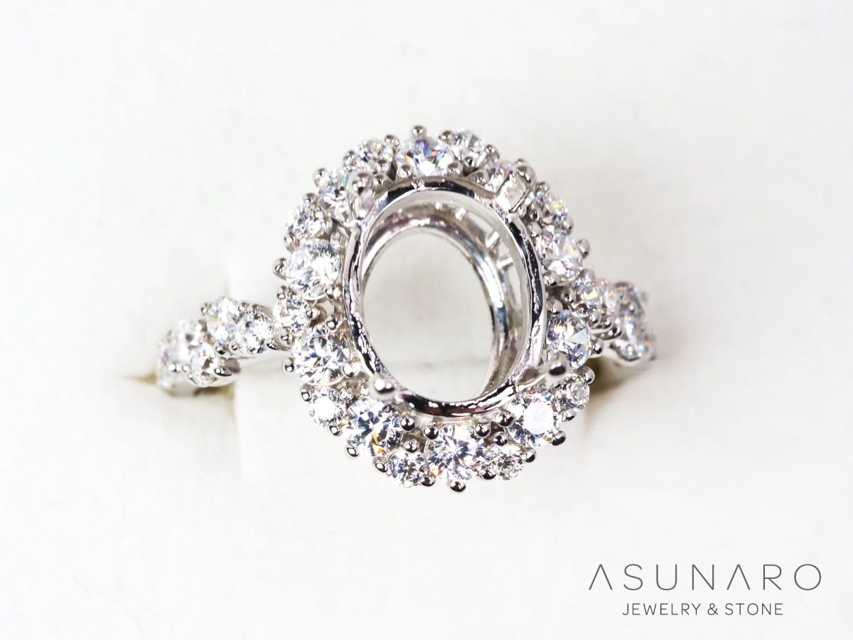 【お仕立て用】空枠番号：6101C　8×10mm用　リング枠　取り巻き【オーダージュエリー用】