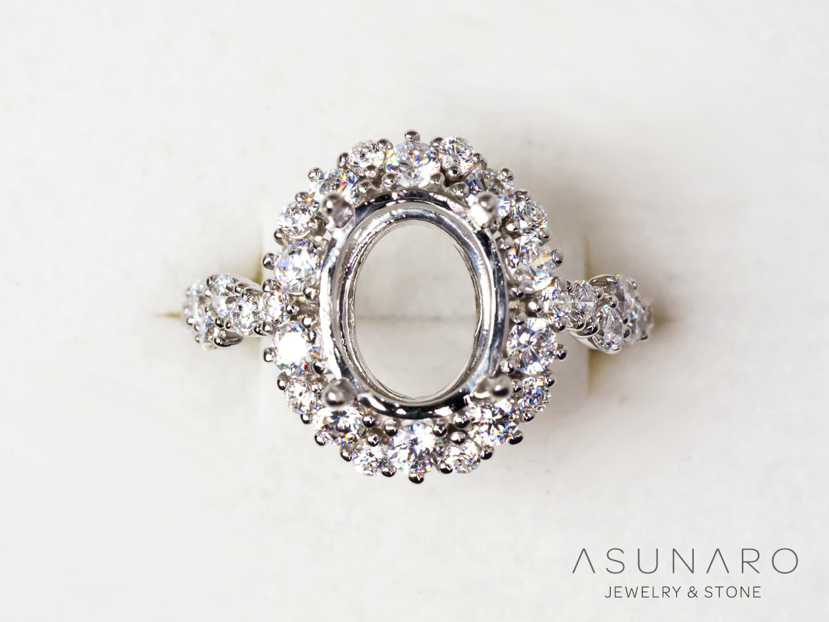 【お仕立て用】空枠番号：6101C　8×10mm用　リング枠　取り巻き【オーダージュエリー用】