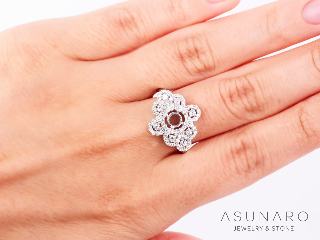 【お仕立て用】空枠番号：5986C　4.5mm用　リング枠　取り巻き【オーダージュエリー用】