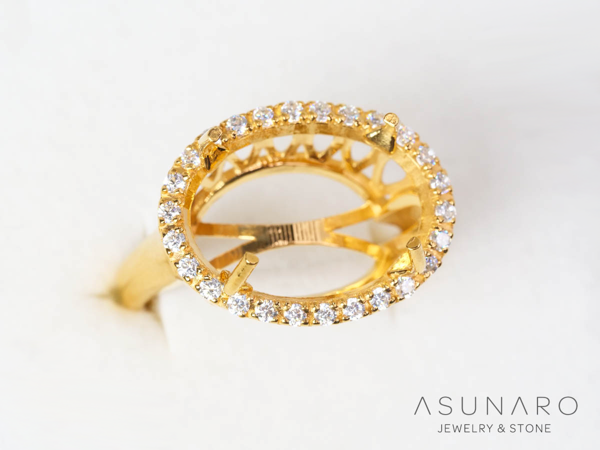 【お仕立て用】空枠番号：3165C　16×12mm用　リング枠　取り巻き【オーダージュエリー用】