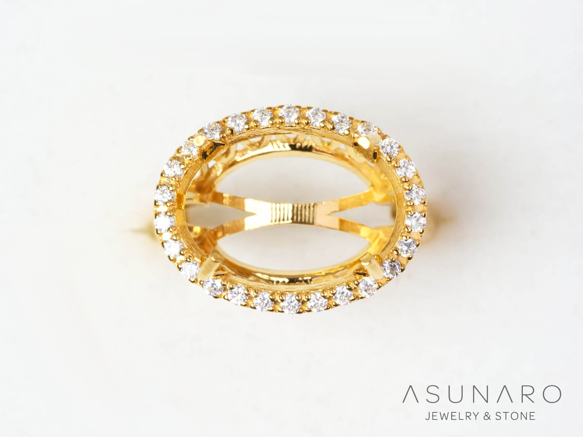 【お仕立て用】空枠番号：3165C　16×12mm用　リング枠　取り巻き【オーダージュエリー用】