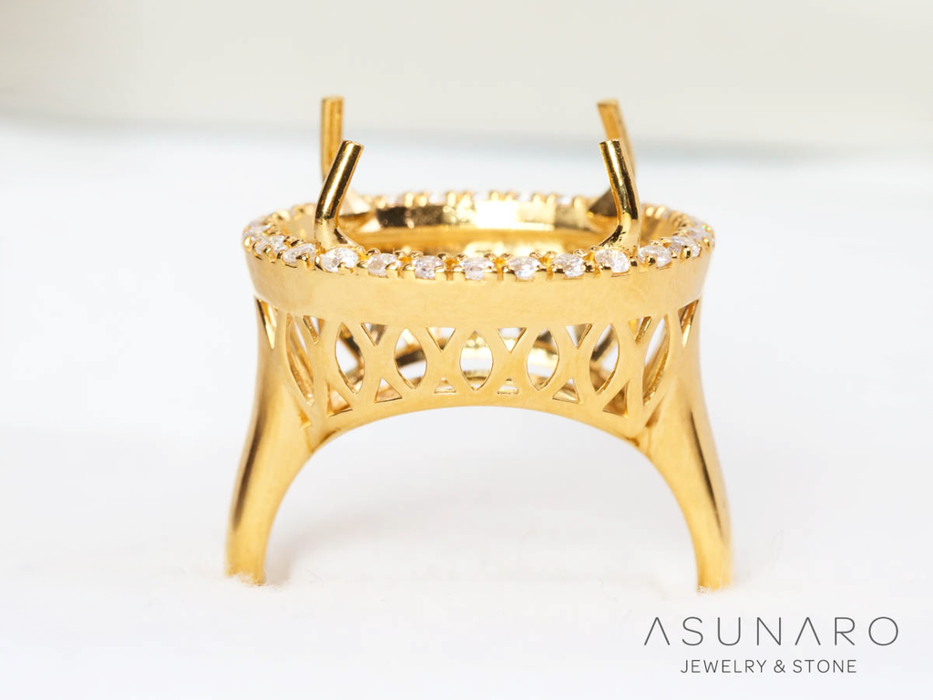 【お仕立て用】空枠番号：3165C　16×12mm用　リング枠　取り巻き【オーダージュエリー用】