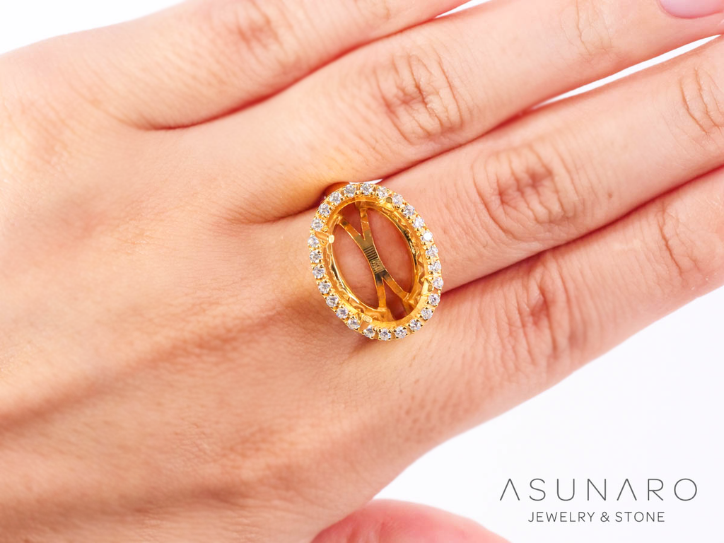 【お仕立て用】空枠番号：3165C　16×12mm用　リング枠　取り巻き【オーダージュエリー用】