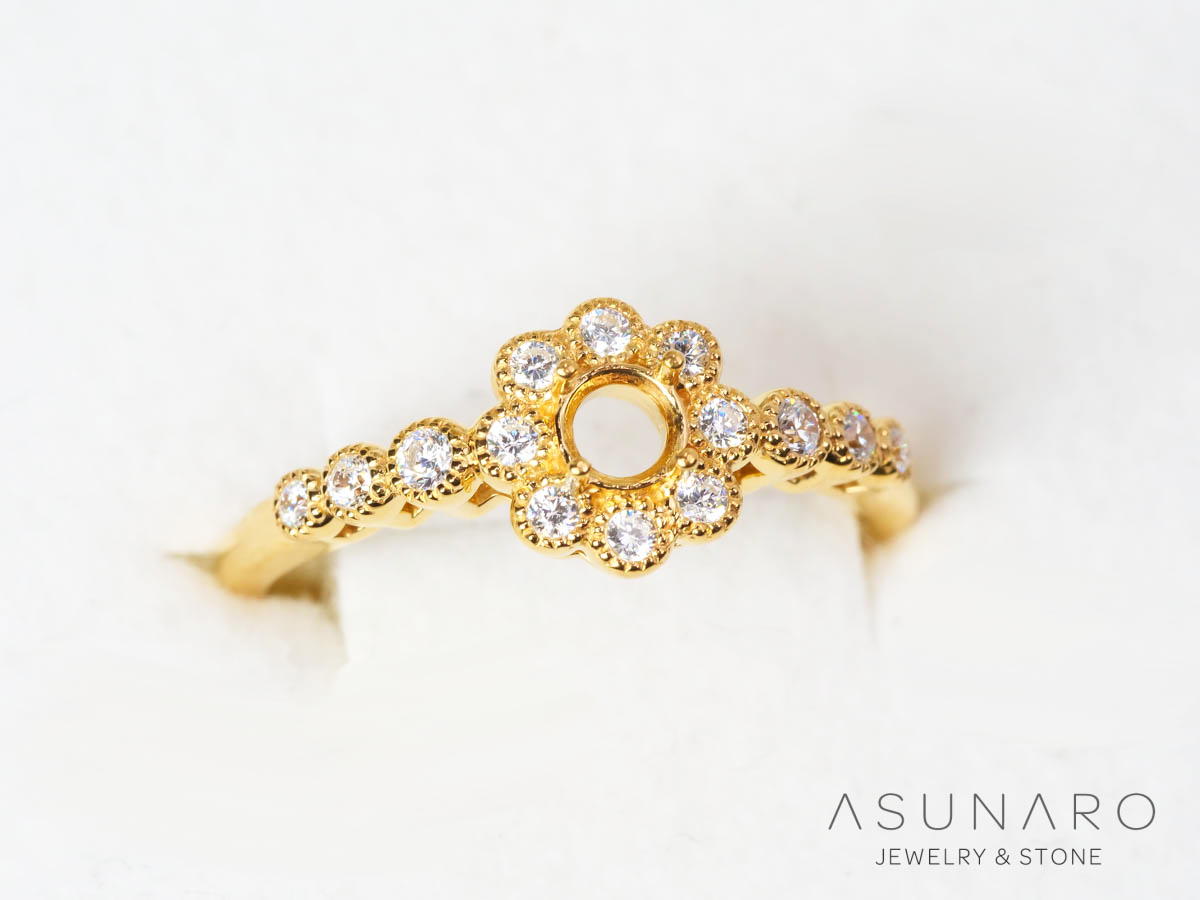 【お仕立て用】空枠番号：5976C　3.5mm用　リング枠　取り巻き【オーダージュエリー用】