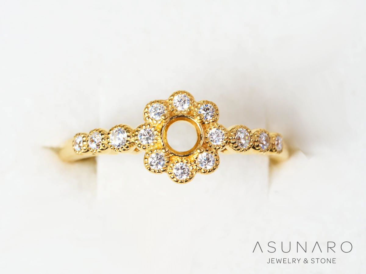 【お仕立て用】空枠番号：5976C　3.5mm用　リング枠　取り巻き【オーダージュエリー用】